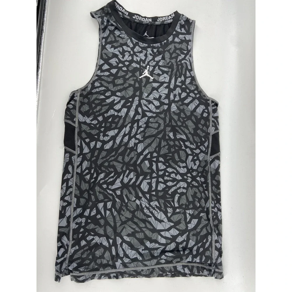 Jordan Training Tank Boys XL Black Gray Shattered Print Compression Athletic